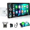 Motorsi Radio stereo per auto CarPlay cablata Single Din con Bluetooth, audio per auto con touch screen da 6,9 1 din, supporto Android Auto, Mirror Link, ricevitore FM, controllo audio EQ, USB/TF/AUX