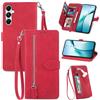 Fertuo Cover per Samsung Galaxy A18 / A17 / A16 / A26, Custodia a Libro in Pelle PU Flip Case con Porta Carte, Chiusura Magnetica e Cinturino [Disegni Fiori] Portafoglio Antiurto, Rosso