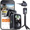 VANTRUE E360 ACE 5.2K Panorama + 1944P Dashcam con visione notturna Dual STARVIS 2 HDR, 3 canali a 360° Dash Cam con supporto per il trasporto portatile, fotocamera per auto controllata vocale, app,