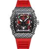 RORIOS Orologi da Polso Moda da Uomo Orologio Tonneau Sportivo Orologi Orologi Calendario Luminosi con Cinturino in Silicone Rosso