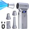 AURIVEE Aria Compressa Elettrico Rimuovi Polvere, 120000 RPM 4 Velocità, Soffiatore a Mano Portatile Senza Fili con LED & Ugelli, per Auto, Garage, Giardino, Prato, Terrazzo (Argento)