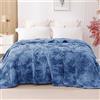 HOZY Coperta Plaid Pile, Coperta Matrimoniale 220 x 240 cm Flanella, Coperta Divano Super Grande Caldo Morbida - Blu Pietra