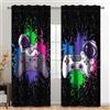 Kzzfqxb Tende per Bambini 117x138cm 2 Pannelli, Nere con Astronauti Colorati su Gamepad e Joystick, Decorazioni a Cartone Animato per Cameretta dei Bambini, Soggiorno e Asilo Nido