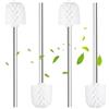 TBRFP Scopino WC bianco Ø 6,5 cm, 4 pezzi, scopino per WC con manico in acciaio inox, scopino per il bagno, pratico set di scopini per WC con per una pulizia accurata del WC, scopino in acciaio inox