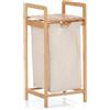 Lumaland - Cesto portabiancheria in bambù con sacco estraibile, materiale di facile manutenzione, resistente all'umidità e facile da pulire, 73 x 33 x 33 cm