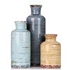 QIANLING Set di vasi in ceramica - 3 piccoli vasi da fiori per la decorazione della casa, vasi in ceramica moderni e rustici in stile fattoria per centrotavola, soggiorno, cucina, mensole, camera da letto