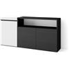 Skraut Home | Credenza, Mobile, Cucina | Madia, mobile ingresso | 150x75x35cm | 3 Porte | grande stoccaggio | Stile moderno | Bianco e nero