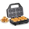 Reemix Mini piastra per waffle, macchina per waffle da 8 x 4,8 cm, compatta macchina per waffle con superficie antiaderente, facile da usare, ideale per colazione e snack (nero)