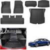 GAFAT [6 Pezzi] GAFAT Tesla Model 3 2026-2024 (Standard & Premium) Tappetini Abitacolo + Bagagliaio, TPE Tutte Stagioni, per Bagagliaio e Pavimento, Bordo Alto, Scan Originale 3D, Accessori Model 3 Highland