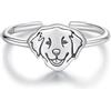 Qings Anello Cane Argento Sterling 925 Anello Golden Retriever Aperto Regolabile per Donne Regali di Gioielli per Amanti dei Cani: Con Temi di Cane Carino e Animali Domestici