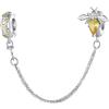 Yashuo Perline distanziali a forma di fiore e farfalla, in vero argento Sterling 925, per braccialetti Pandora, Cristallo
