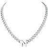 Richsteel Lettere A-Z Collana Uomo Argento Collana Cubana 7 MM Uomo Acciaio 46+5 CM Collana Iniziale Cuban Chain San Valentino Regalo Uomo