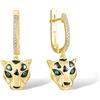 Santuzza Orecchini a forma di pantera, in argento Sterling 925, con leopardo, da donna, Argento sterling Gemma, Zirconia cubica