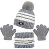 Baynetin 3 in1 Inverno Berretto Scaldacollo Guanti Set, 3 Pezzi Cappello Bambino Caldo Berretto con Sciarpa e Guanti Tra 2 e 8 Anni, Accessori per Invernali Bambini All'aperto (Grigio)