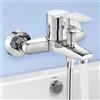 Yowmina Rubinetto Vasca da Bagno a Parete, Miscelatore Monocomando in Ottone Cromato, Doppia Uscita Acqua, Installazione G1/2, Rubinetto per Bagno
