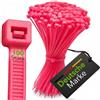 BeBo Technik Kabelbinder-Shop Neon Pink Fascette stringicavo 4,8 x 200 mm, 100 pezzi, resistenti alle intemperie e stabili per interni ed esterni, organizzazione di cavi visibile per eventi, club e palcoscenici.