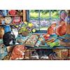 Cobble Hill - Puzzle da 1000 pezzi, motivo: ritiro dei gatti, poster incluso