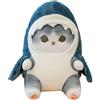 Xshelley 25 cm squalo gatto peluche giocattolo farcito bambola animale, Kawaii squalo gatto peluche cuscino giocattolo, Natale Halloween regali di compleanno per bambini (grigio)