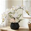 LESING Fiori artificiali di Ochid finte orchidee con vaso di fiori artificiali per la decorazione della casa (stile 2, vaso nero)