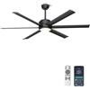 Ohniyou Ventilatore a Soffitto da 152 cm con Luce - Telecomando e APP, Dimmabile, Motore a Corrente Continua, Ventilatore a Soffitto Esterno per Patio Camera da Letto Soggiorno, Nero