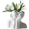 SUNOYA Vaso per Il Viso in Ceramica Bianco - Decorativo Moderno per Soggiorno e Casa - Donna