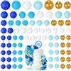NACHLYNN 80 Pezzi Palline Cake Topper Decorazioni Topper Foam Ball Torta Decorazione per Feste di Compleanno Matrimoni Baby Shower(Serie Blu Oro)