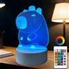 BIRBANN 3D Luce Notturna Capybara per Bambini, Lampada da Comodino, Luce Notturna per Bambini con Funzione di Dimming Touch con telecomando, 16 colori che cambiano Lampada animale, regalo bebe
