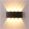 Chrasy 8W Applique da Parete in Metallo per Interno ed Esterno Illuminazione Bianco Caldo Lampade da Parete Moderno Impermeabile IP65 Lampada Muro Applique Moderna LED
