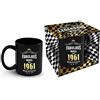 Bombo Tazza per Compleanno con anno di nascita 1961 | mug in ceramica nera, capacità 300 ml, idea regalo originale