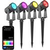 Ledvion - Faretto da Esterno LED, 7M, IP65, 24W, 240Lm, RGB, 2700K-6500K, 24V, Luci Giardino, con Picchetto, Impermeabile, Collegabile