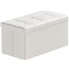 BRIAN & DANY Pouf Pieghevole Stoccaggio Ottomano Poggiapiedi Panca Sedile Sgabello Tavolino Cassapanca, Ecopelle Bianco, 76 x 38 x 38cm