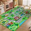 Capslpad Tappeto per bambini, 100 x 160 cm, antiscivolo, per la città, per i giochi, per la cameretta dei bambini, per la camera da letto, la sala giochi, colore verde