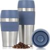 moon bottles Tazza Termica da Viaggio Moon 360° - Borraccia termica, Termos Caffè, Antiperdite, Thermos per bevande calde, acciaio inossidabile, adatta ai portabicchieri dell'auto (450 ml, met./blu)