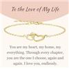GAVU Bracciale da Donna in Argento Sterling 925 con Charm Doppio Cuore, Bracciale Cuore da Donna in Argento To The Love of My Life All'Amore della mia Vita