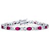 Bling Jewelry Bracciale Tennis da Donna con Zirconia Cubica Simulata Rosa Tourmalina 9CT AAA Ovale CZ Simbolo Infinito Milgrain Placcato Argento