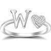 SILBERTALE Anello a forma di cuore in argento sterling 925, con lettera, misura regolabile da 52 a 58, iniziale A-Z, con confezione regalo, Verstellbarer Größe 52 bis 58