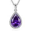 VONSSY Collana con ciondolo ovale classico con pietre preziose | Collana di smeraldo a goccia di pietra portafortuna con rubino di cristallo | Catena placcata oro platino 18 carati