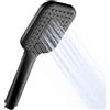 OFFO Soffione Doccia, Doccino per Doccia con 3 Modalità di Getto,Soffione Doccia Grande per Il Risparmio Idrico, Doccetta per Il Bagno, Copertura Grande, Rettangolare 12x9cm, Nero opaco