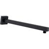 Katezon Braccio doccia quadrato con flangia in acciaio inox massiccio 40 cm Estensione soffione Estensione braccio tubo montaggio a parete per doccia bagno fisso (nero opaco)