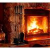 Kingson Set di accessori per caminetto Kingson - 3 pezzi, strumenti neri con rivestimento in polvere, manici e supporto in ghisa - pala, attizzatoio, spazzola - strumenti da 55,5 cm, altezza complessiva 61 cm
