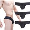 Faringoto Intimo da uomo setoso sportivo sexy convesso sottile vita bassa maschio piccolo boxer sacchetto rigonfiamento bikini, 3nero, Medium