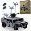 MyBuild Armed Forces 6022 Veicolo di Comando con Drone - Camion militare con drone da ricognizione, torretta e difesa aerea, set di costruzioni, 14+