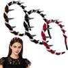 PQKL-party 3 cerchietti per capelli con perle artificiali, alla moda, da donna, per strass, per matrimoni, compleanni, feste, San Valentino (nero/rosso/marrone)
