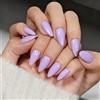 KQueenest Soft Gel Press on Nails Almond - Sheer Lilla Unghie da incollare a mandorle medie, tinta unita, lavanda finte unghie finte, lucide, naturali, set da 24 pezzi