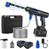 AOODIL Idropulitrice a Batteria, 1200 PSI Idropulitrice Portatile con 6 In 1 Ugello e Tubo da 5M, Lavatrice Senza Fili per Auto (Blu JH-19 (potenza regolabile))
