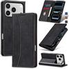 Jasonyu Cover per iPhone 17 Pro Flip Custodia in Pelle PU, Cover a Libro Portafoglio, Funzione Supporto, Magnetica, Slot Schede, TPU Bumper Caso Custodia (Nero)