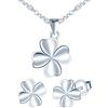 MICMIF Argento 925 collana e orecchini con quadrifoglio da donna, ragazza parure di gioielli argento con quadrifoglio, set di gioielli trifoglio a quattro foglie per donne e ragazze