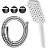 OFFO Soffione Doccia con Tubo, Flessibile da 1,6 m, con 3 Modalità Di Spruzzo, Doccino per Doccia con Tubo a Mano per Il Bagno, Rettangolare 12x9cm,Bianco