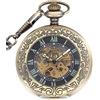 Unendlich U Infinite U Orologio da tasca meccanico automatico a carica automatica, luminoso, stile steampunk, scheletro cavo, collana con ciondolo in acciaio dorato