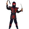 Ciao Ninja Fighter Costume Bambino, Nero/Rosso, 7-9 Anni